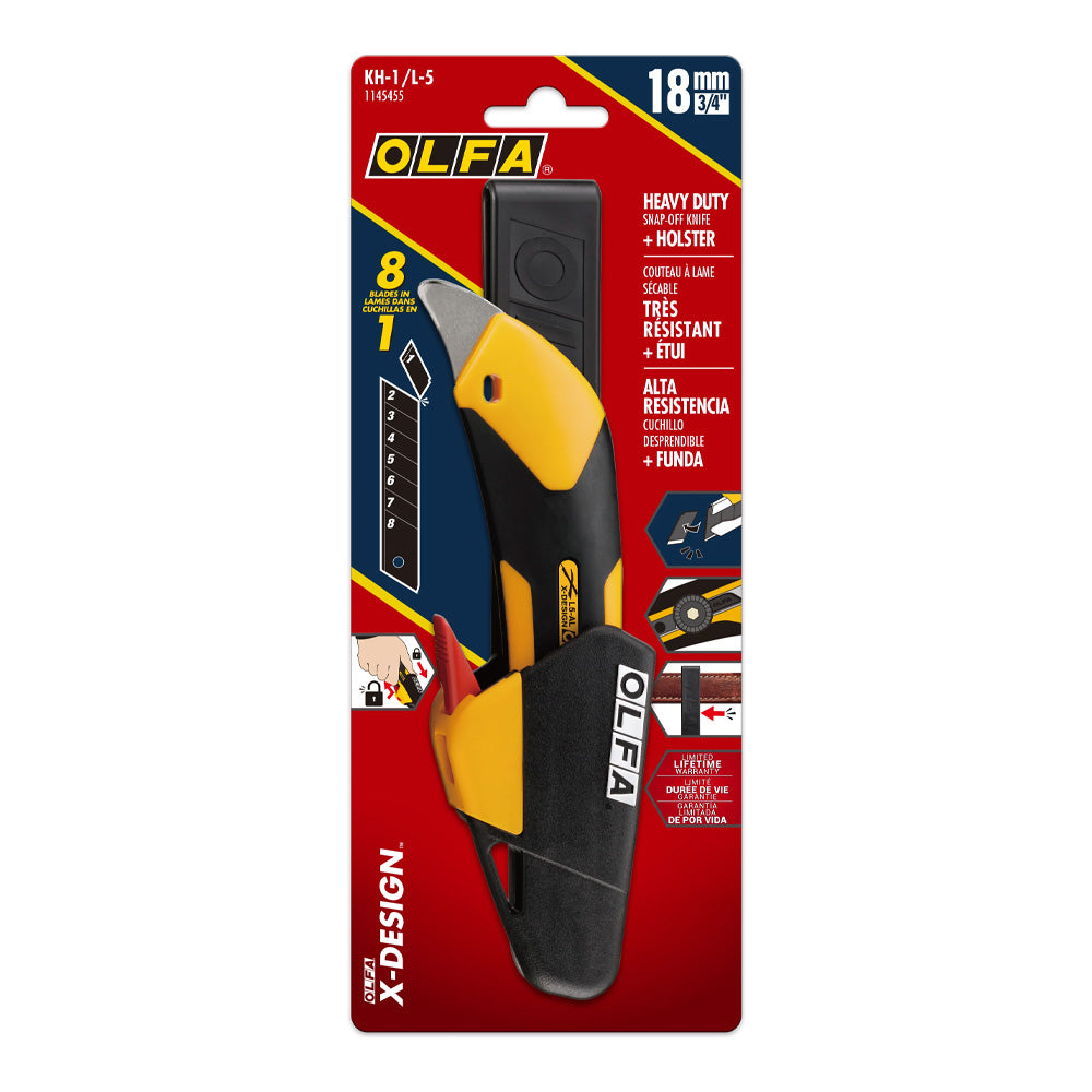 OLFA KH-1/L-5 18mm Ratchet Lock Knife + Locking Holster