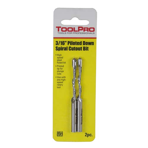 ToolPro 3/16" Piloted Down Spiral Cutout Bits