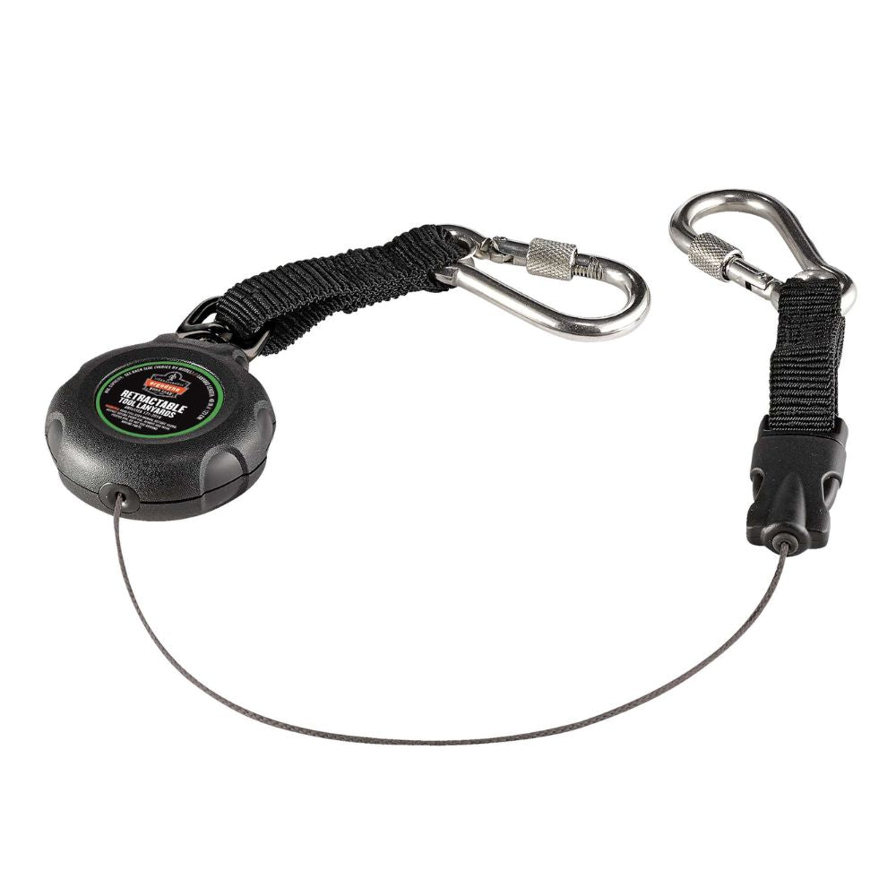 Ergodyne Squids 3000 Retractable Tool Lanyard - Dual Stainless-Steel Carabiners