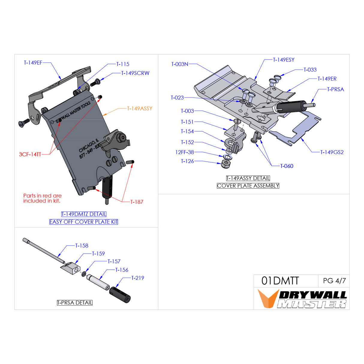 Drywall Master Taper Head Repair Parts