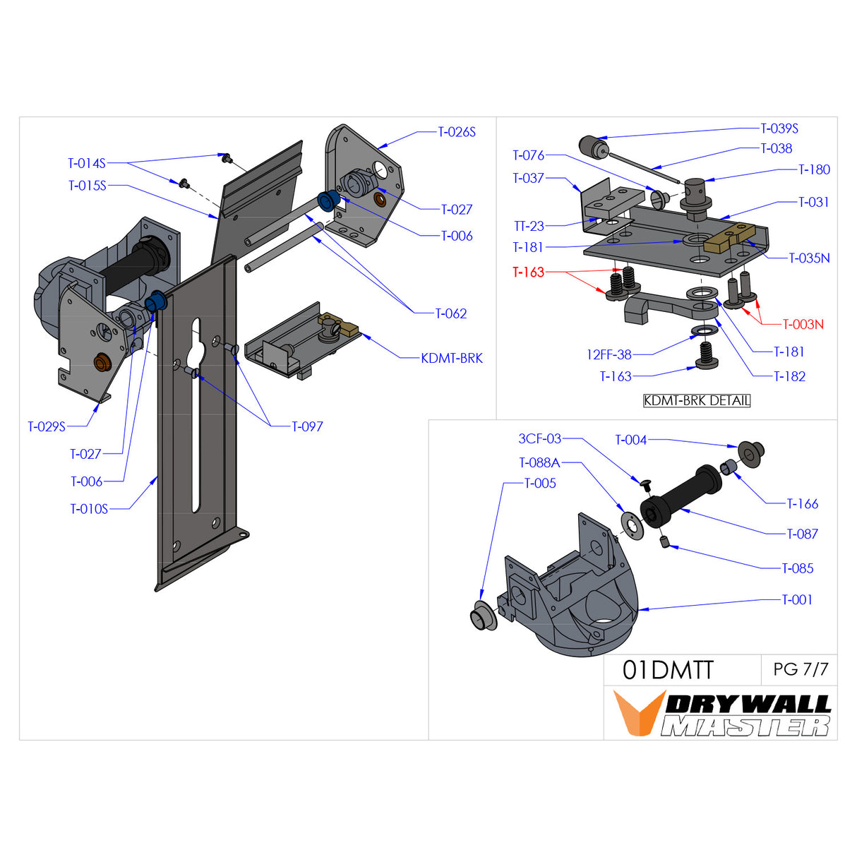 Drywall Master Taper Head Repair Parts