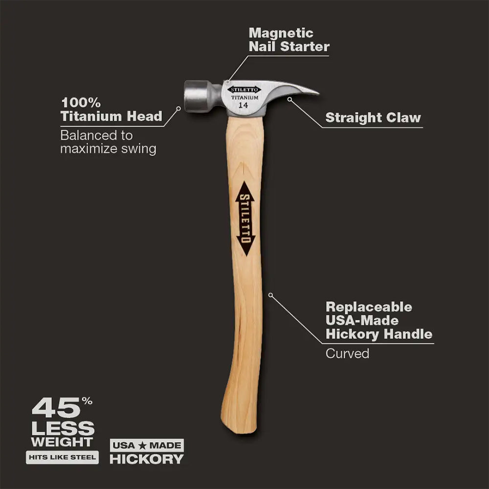 Stiletto 14oz Milled/Curved Hickory