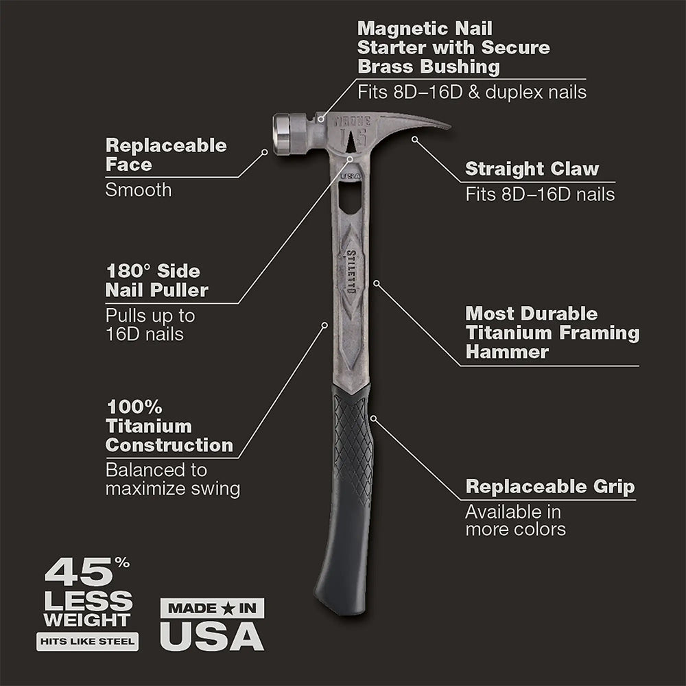 Stiletto 15oz TIBONE™ Curved Titanium Hammer