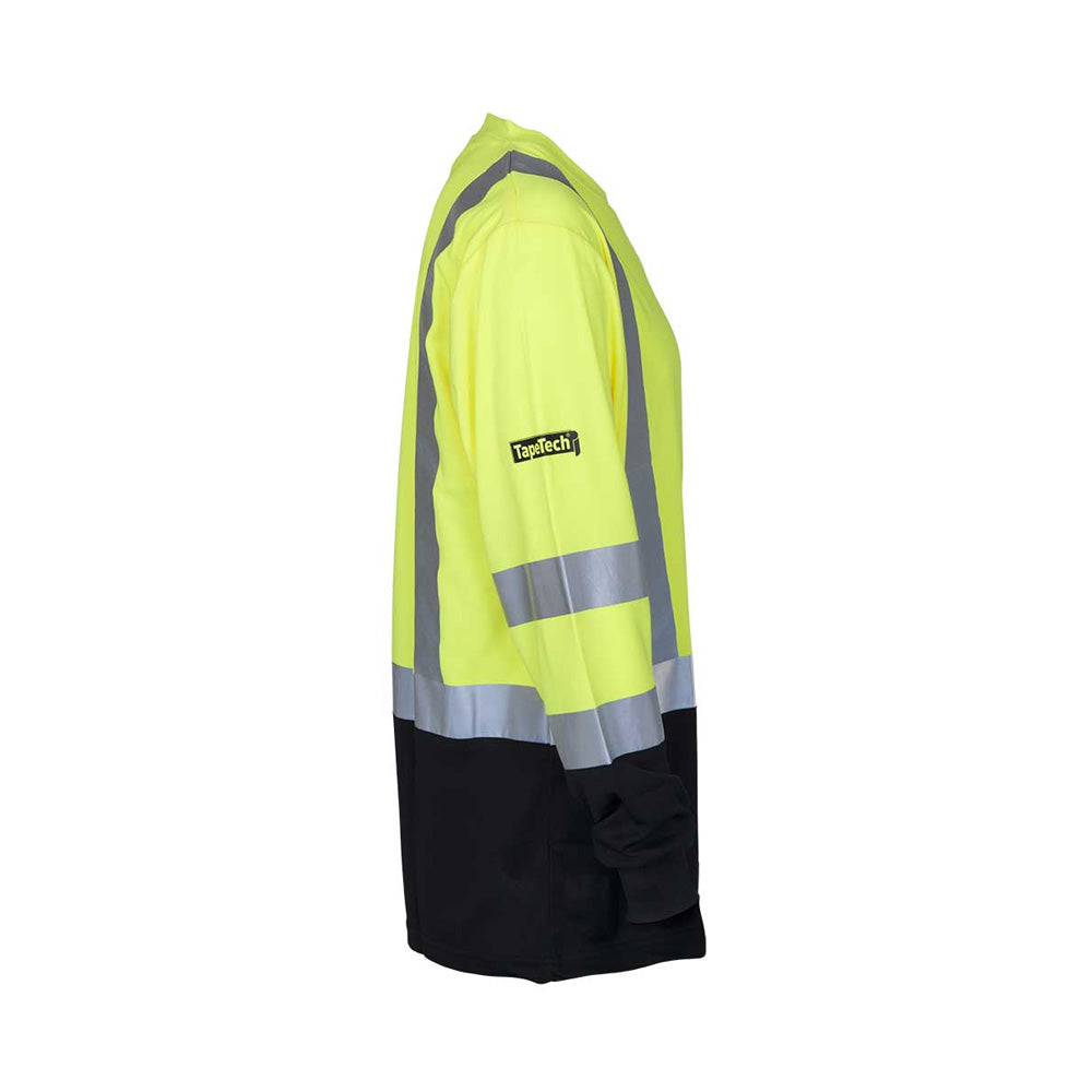TapeTech HiVis Long-Sleeved Taped Safety Shirt with a Black Bottom