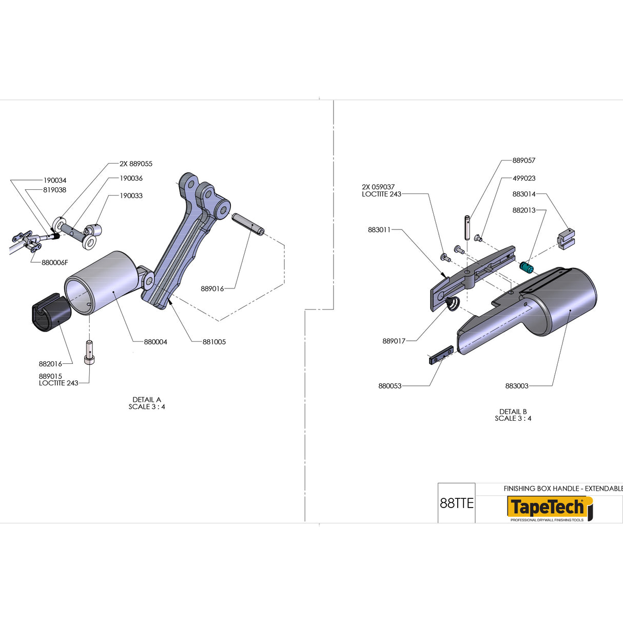 TapeTech Xtender Handle Repair Parts