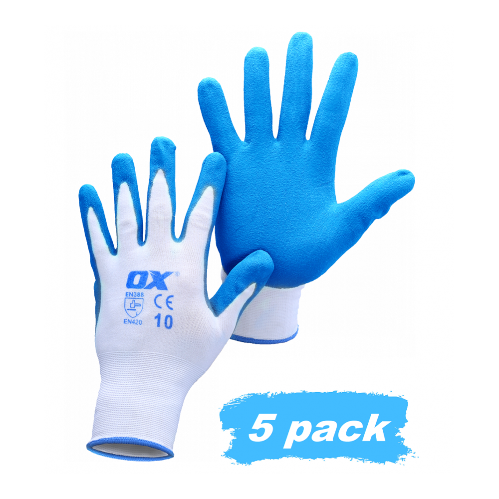 OX Pro Polyester Lined Nitrile Gloves (5 Pack) XL